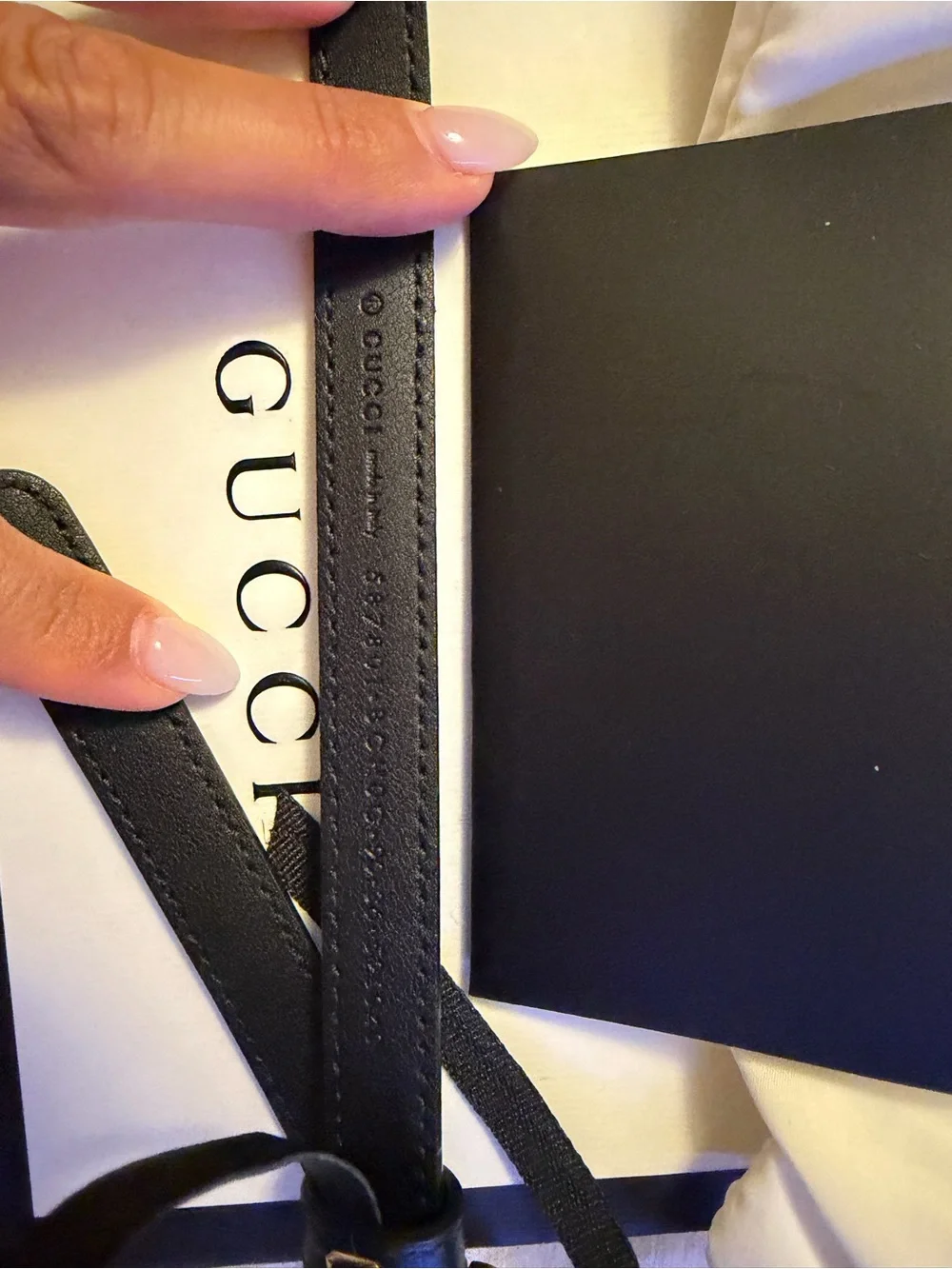 Gucci Black Leather Slim Belt with Gold G Buckle